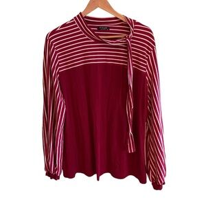 In' Voland Women's 20W Red White Stretch Blouse soft, breathable fabric
